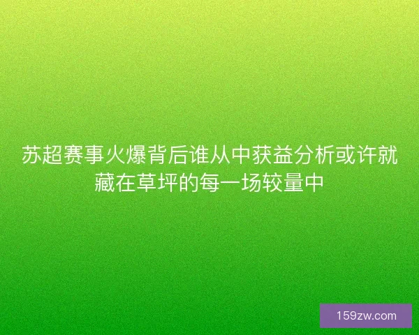苏超赛事火爆背后谁从中获益分析或许就藏在草坪的每一场较量中